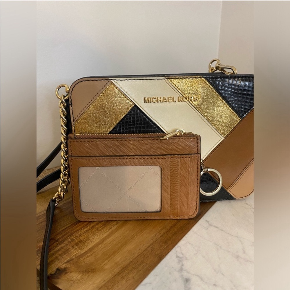 Michael Kors Set Patchwork Neutrals Crossbody W/K… - image 5